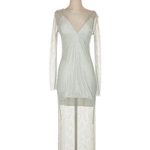 House of Harlow 1960 Sheer White Long Sleeve Dress